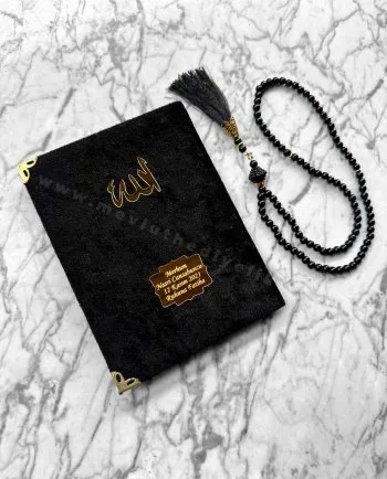 kadife kaplı yasin inci tesbih kadife cenaze vefat mevlüt hediyelikleri siyah renk